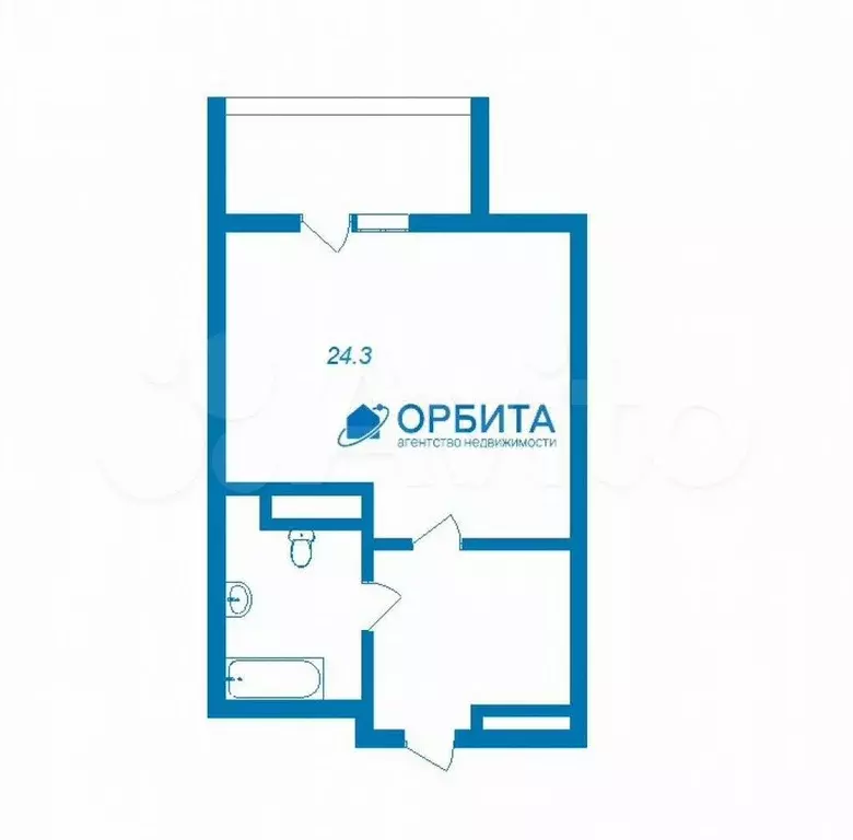 Квартира-студия, 24,3 м, 9/16 эт. - Фото 0
