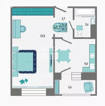1-комнатная квартира: Липецк, микрорайон Европейский, ЖК Геометрия, ЖК ... - Фото 1