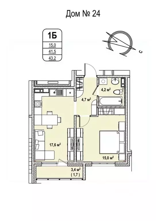 1-к кв. Кемеровская область, Кемерово 68-й мкр,  (43.2 м) - Фото 0
