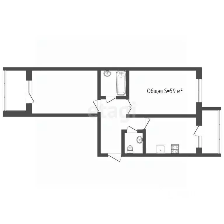 2-к кв. Брянская область, Брянский район, Снежское с/пос, пос. Путевка ... - Фото 1