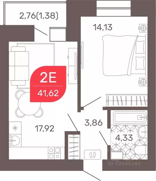 1-к кв. Забайкальский край, Чита Романовский мкр, 32 (41.7 м) - Фото 1