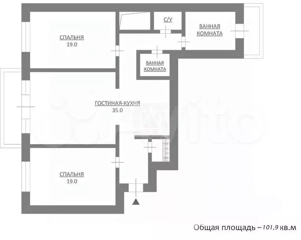 3-к. квартира, 103 м, 3/7 эт. - Фото 0