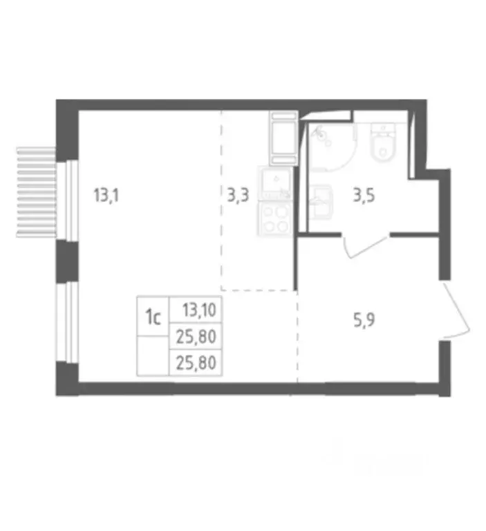 Студия Московская область, Мытищи пер. 1-й Стрелковый, 3 (24.0 м) - Фото 2