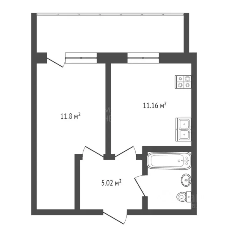 1-к кв. Тюменская область, Тюмень ул. Боровская, 8 (34.3 м) - Фото 2