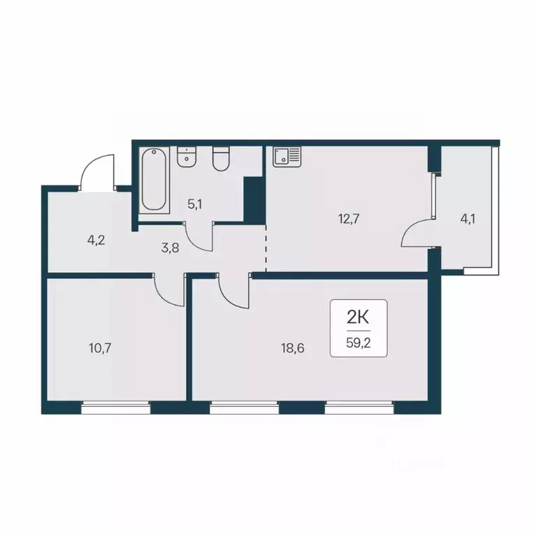 2-к кв. Новосибирская область, Новосибирск Игарская ул., 6 (59.2 м) - Фото 1