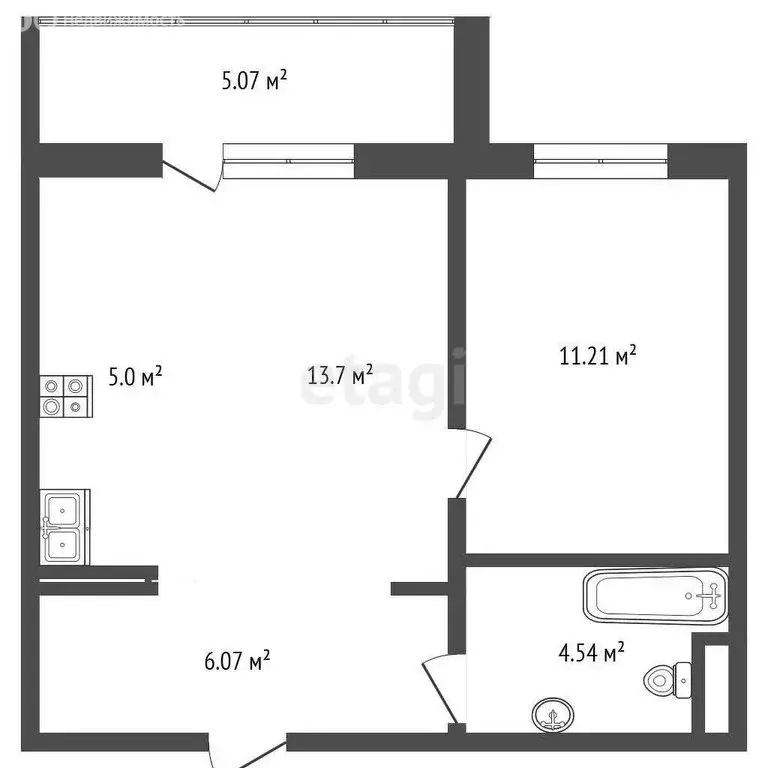 1-комнатная квартира: Челябинск, улица Петра Сумина, 7 (40.6 м) - Фото 1