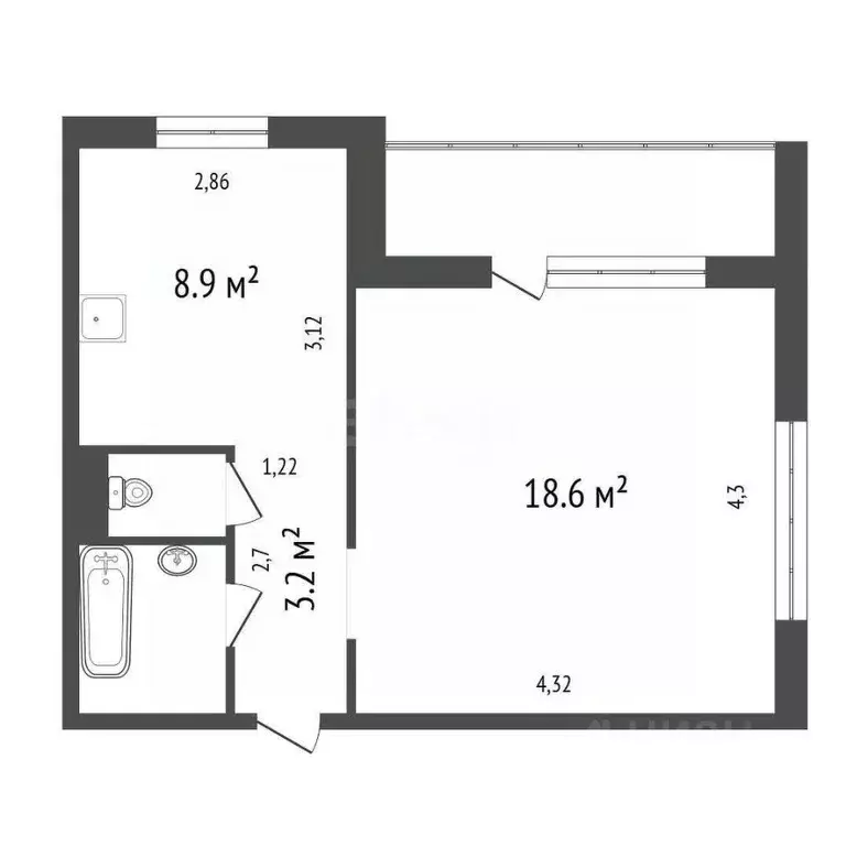 1-к кв. Красноярский край, Красноярск ул. Шевченко, 86 (36.2 м) - Фото 2