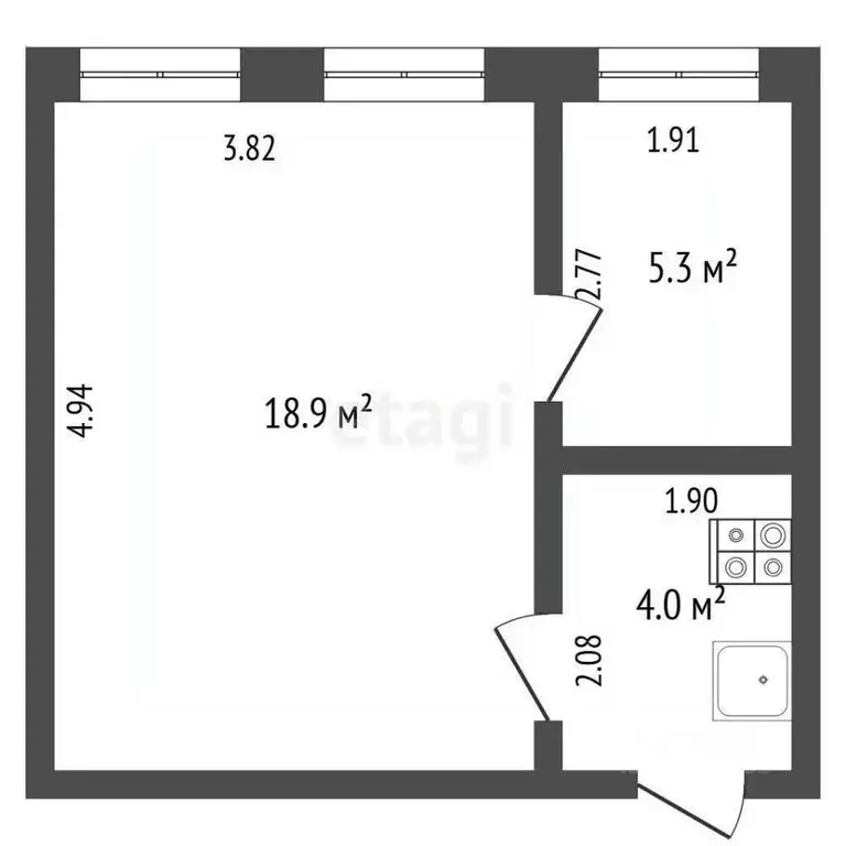 2-к кв. Самарская область, Самара ул. Фрунзе, 67/69 (28.0 м) - Фото 2