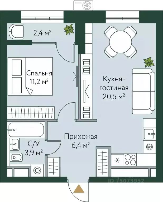 1-к кв. Волгоградская область, Волгоград Новосибирская ул., 74с1 (44.4 ... - Фото 0