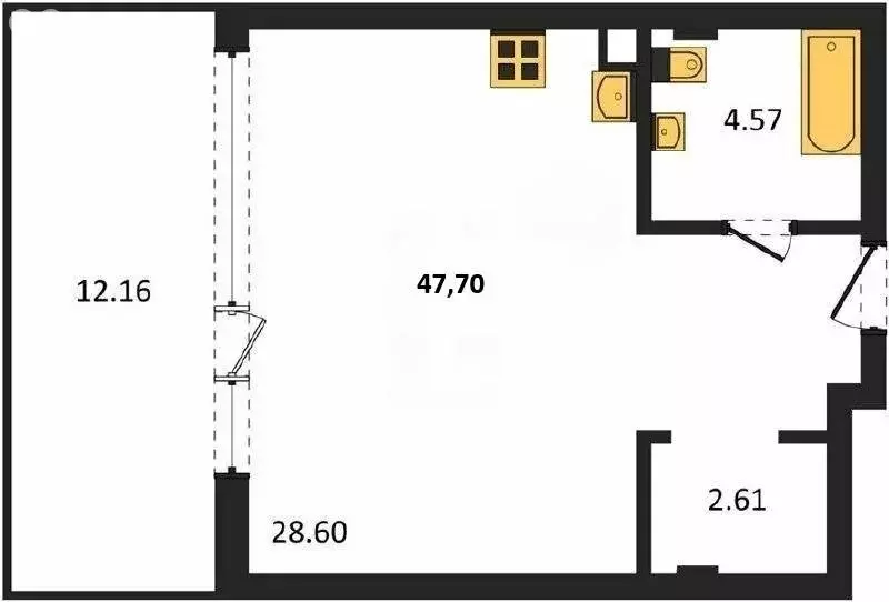 Квартира-студия: Севастополь, улица Лётчиков, 10 (47.7 м) - Фото 1