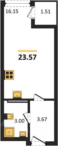 Студия Крым, Симферопольский район, с. Мирное ул. Заречная, 4 (23.5 м) - Фото 2