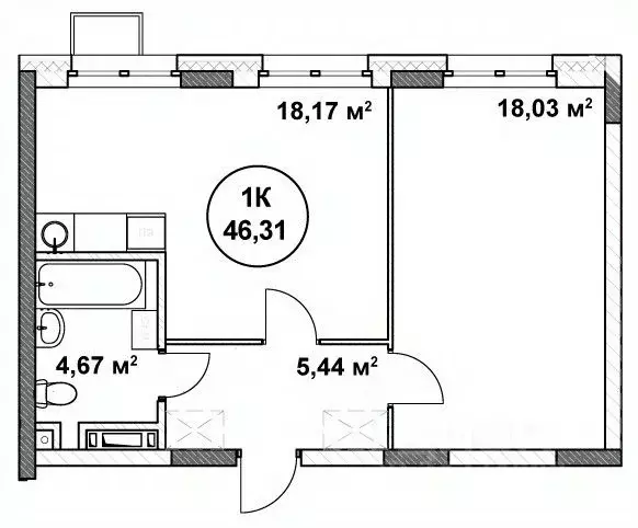 1-к кв. Нижегородская область, Нижний Новгород ул. Родионова (46.31 м) - Фото 0