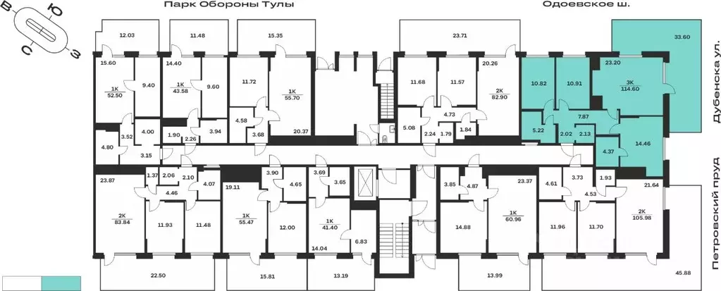 3-к кв. Тульская область, Тула Жукова Парк жилой комплекс (91.08 м) - Фото 1