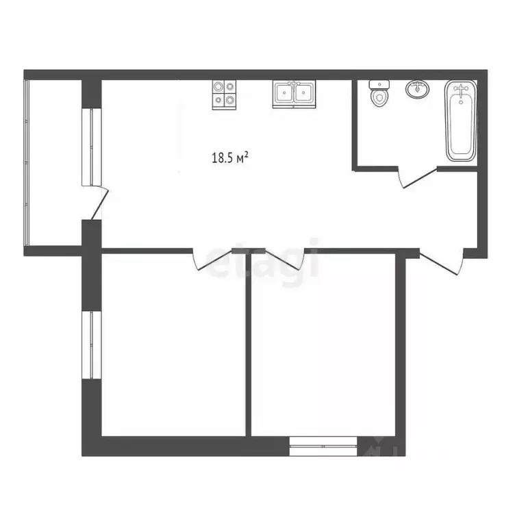 2-к кв. Белгородская область, Белгород ул. Костюкова, 11В (60.0 м) - Фото 2