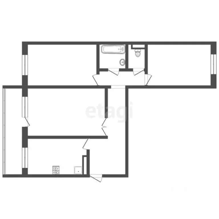 3-к кв. Томская область, Томск Ленская ул., 45 (76.8 м) - Фото 2