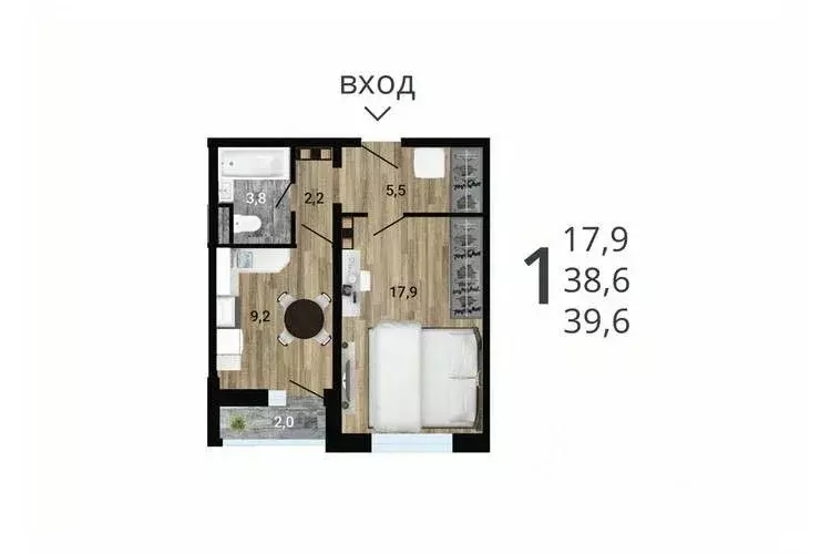 1-к кв. Воронежская область, Воронеж Цимлянская ул. (40.37 м) - Фото 0