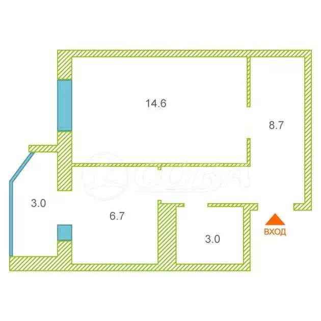 1-комнатная квартира: Тюмень, улица Алексея Леонова, 34 (33 м) - Фото 0