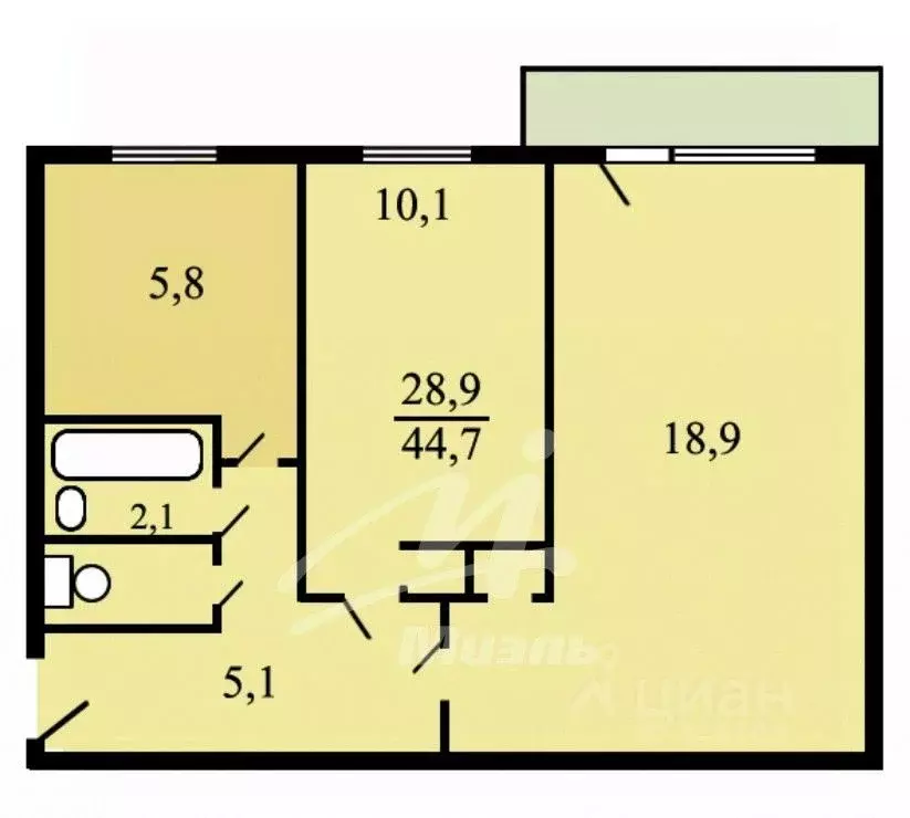 2-к кв. Москва ул. Металлургов, 24/15 (44.0 м) - Фото 1