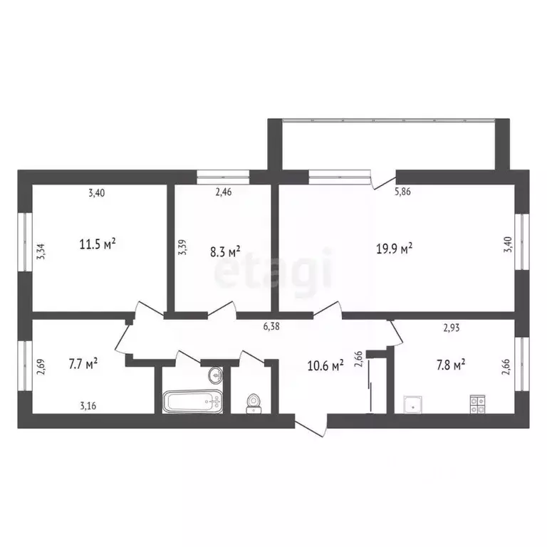 4-к кв. Амурская область, Благовещенск ул. Воронкова, 10 (70.2 м) - Фото 1