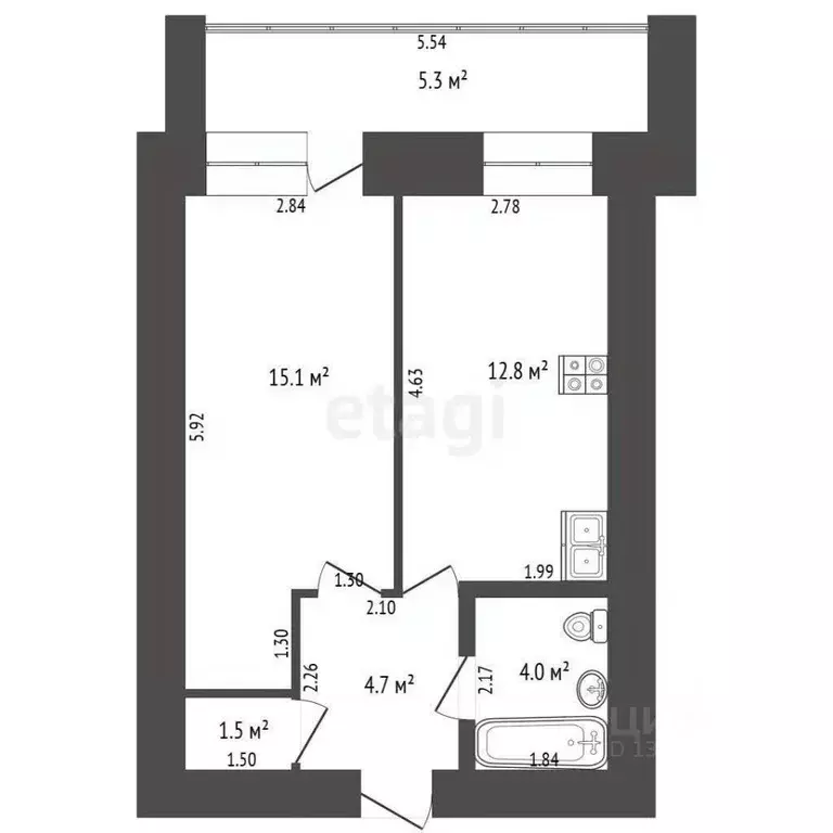 1-к кв. Тюменская область, Тюмень ул. Вересковая, 15к2 (38.1 м) - Фото 2