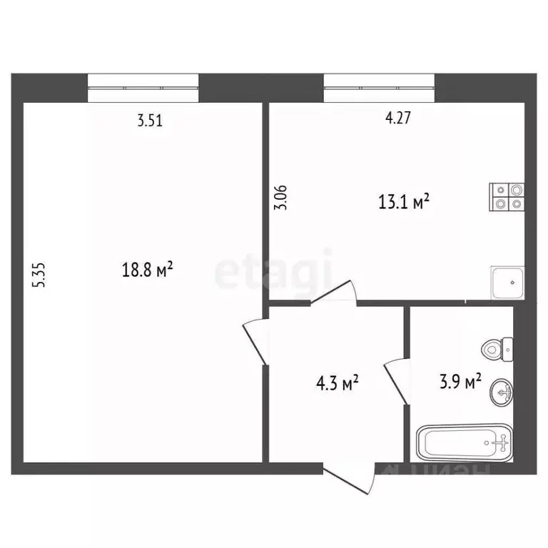 1-к кв. Ямало-Ненецкий АО, Новый Уренгой Строителей мкр, 4 (40.0 м) - Фото 1