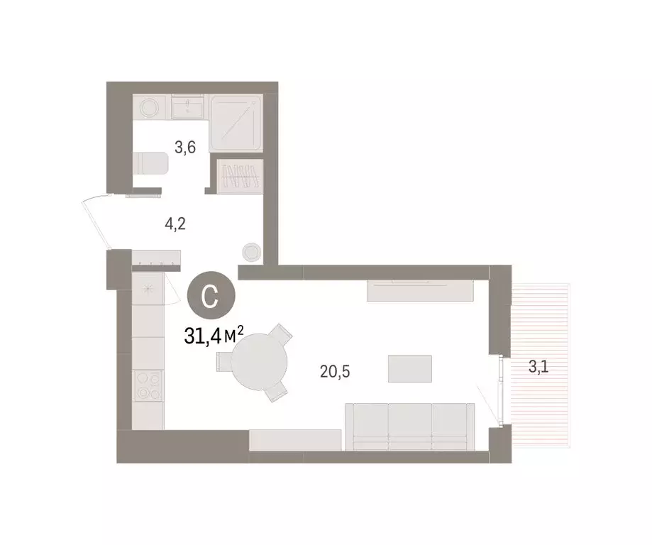 Квартира-студия: Челябинская область, Сосновский муниципальный округ, ... - Фото 1
