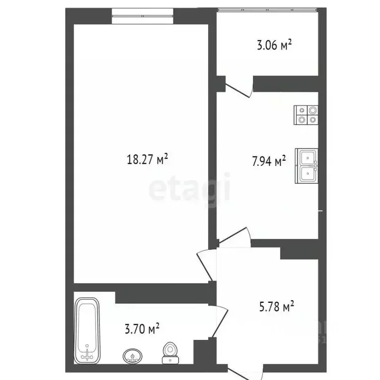1-к кв. Ростовская область, Аксай ул. Менделеева, 53А (34.4 м) - Фото 1