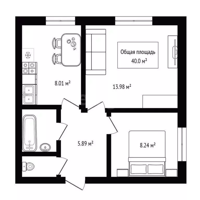 2-комнатная квартира: Бердск, Черемушная улица, 51к1 (40 м) - Фото 1