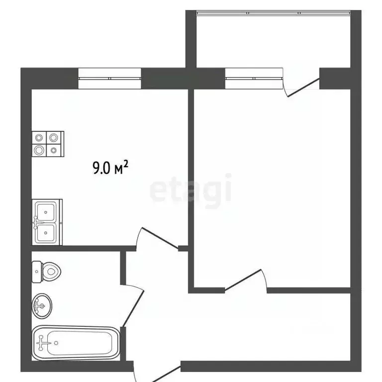 1-к кв. Вологодская область, пос. Лесково 45 (38.0 м) - Фото 1