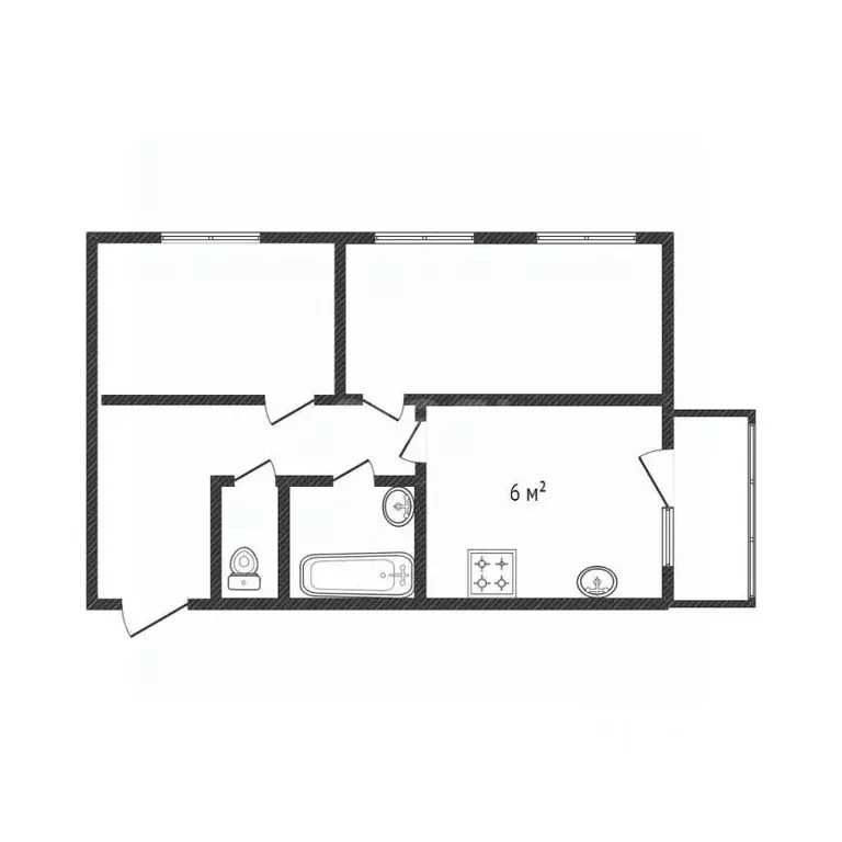 2-к кв. Белгородская область, Белгород ул. Попова, 42 (40.0 м) - Фото 2