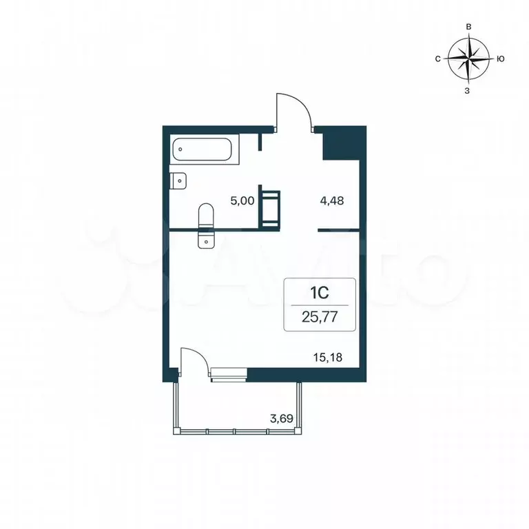 Квартира-студия, 25,8 м, 10/11 эт. - Фото 0