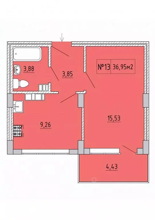 1-к кв. Крым, Феодосия ул. Грина, 43 (36.95 м) - Фото 0