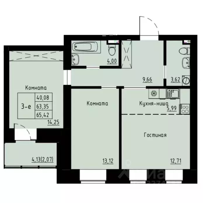 3-к кв. Красноярский край, Красноярск ул. Елены Стасовой, 82 (66.4 м) - Фото 1