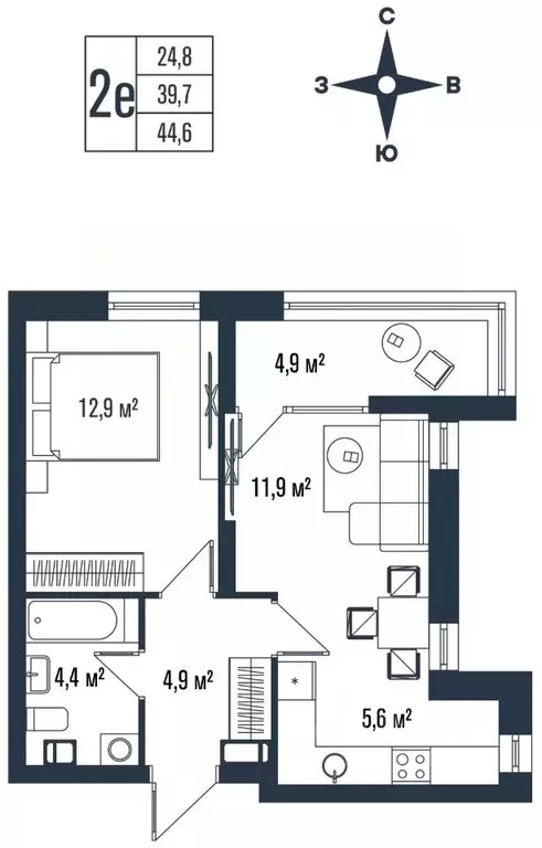 2-к кв. Приморский край, Владивосток ул. Тухачевского, 33к2 (44.6 м) - Фото 1