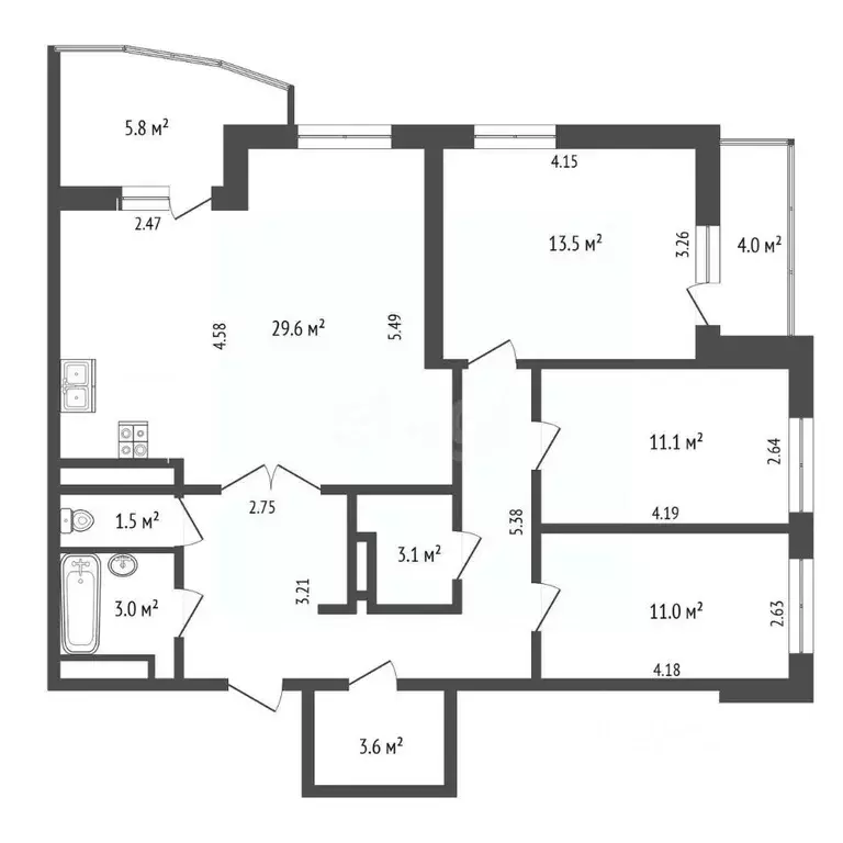 3-к кв. Тюменская область, Тюмень ул. Бориса Опрокиднева, 2 (94.3 м) - Фото 2