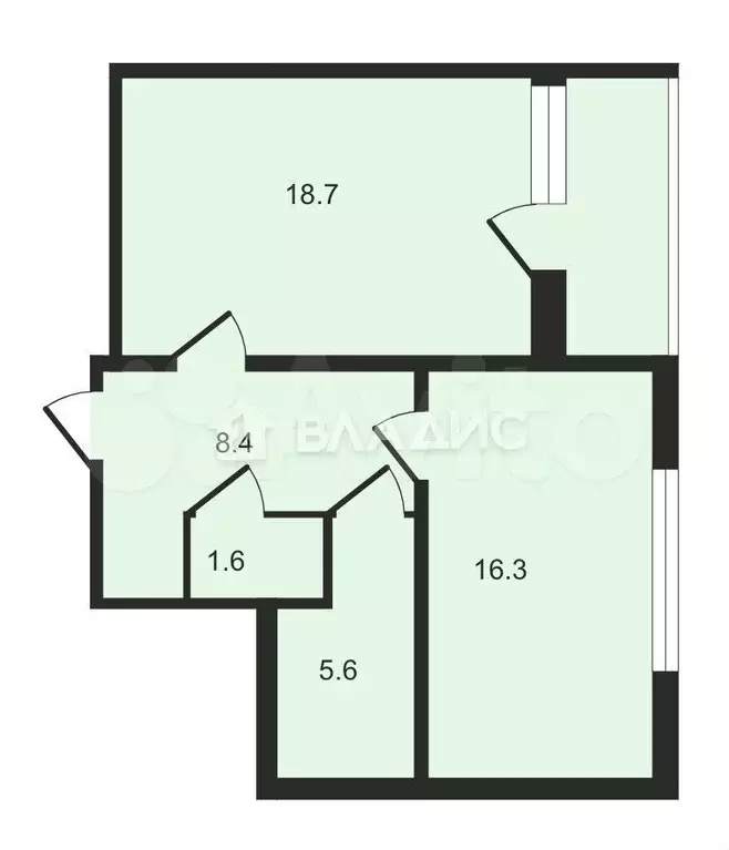 1-к. квартира, 50,6 м, 1/8 эт. - Фото 0