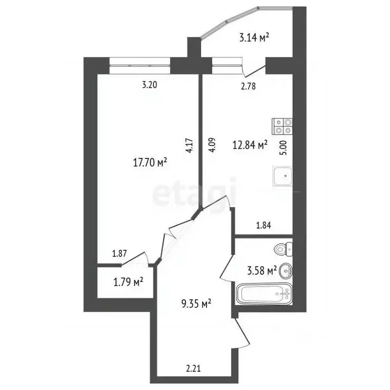 1-к кв. Башкортостан, Стерлитамакский район, Отрадовский сельсовет, с. ... - Фото 1