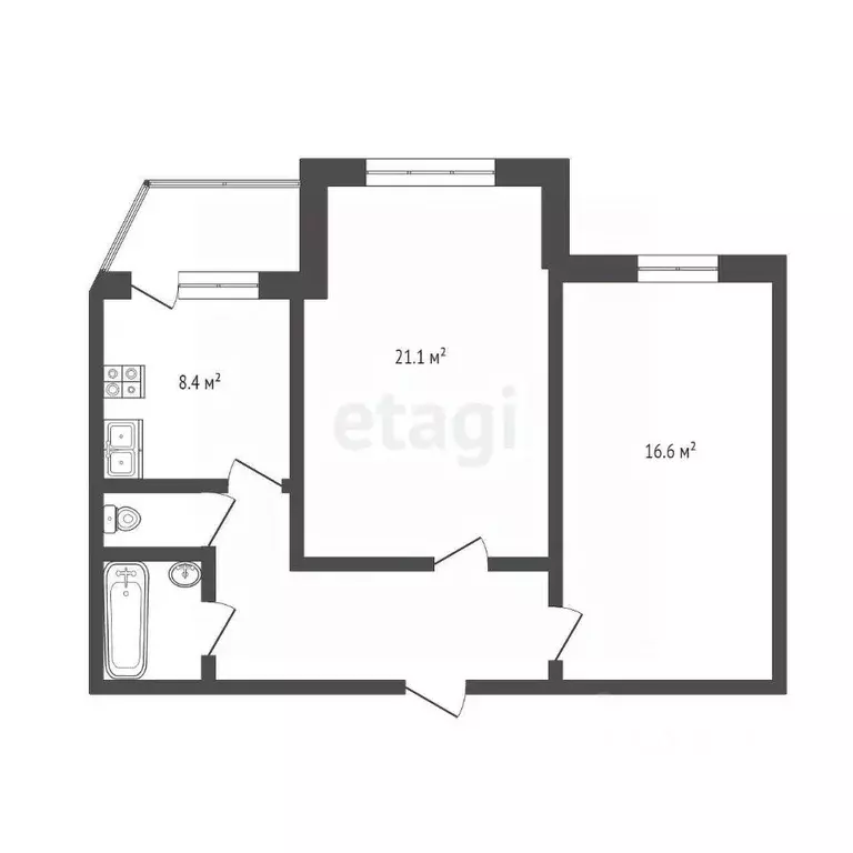 2-к кв. Ханты-Мансийский АО, Сургут ул. Федорова, 5/2 (59.3 м) - Фото 1