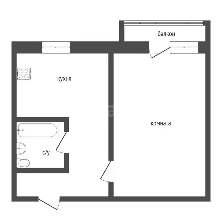 1-комнатная квартира: Курган, улица Сухэ-Батора, 3А (27 м) - Фото 1