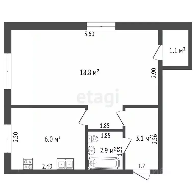 1-к кв. Забайкальский край, Чита ул. Кирова, 10Б (31.9 м) - Фото 2