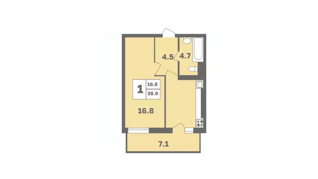 1-к кв. Башкортостан, Уфа Дагестанская ул., лит12 (38.9 м) - Фото 1
