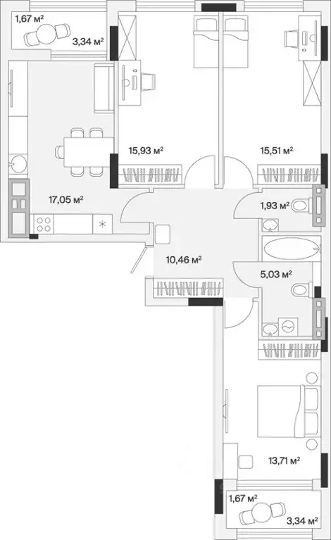 3-к кв. Калининградская область, Гурьевский муниципальный округ, пос. ... - Фото 1