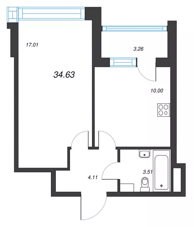 Продаётся 1-к квартира, 34.63 м - Фото 1