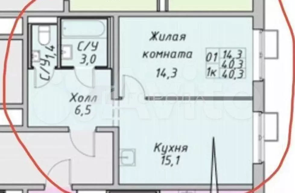 1-к. квартира, 40 м, 6/26 эт. - Фото 0