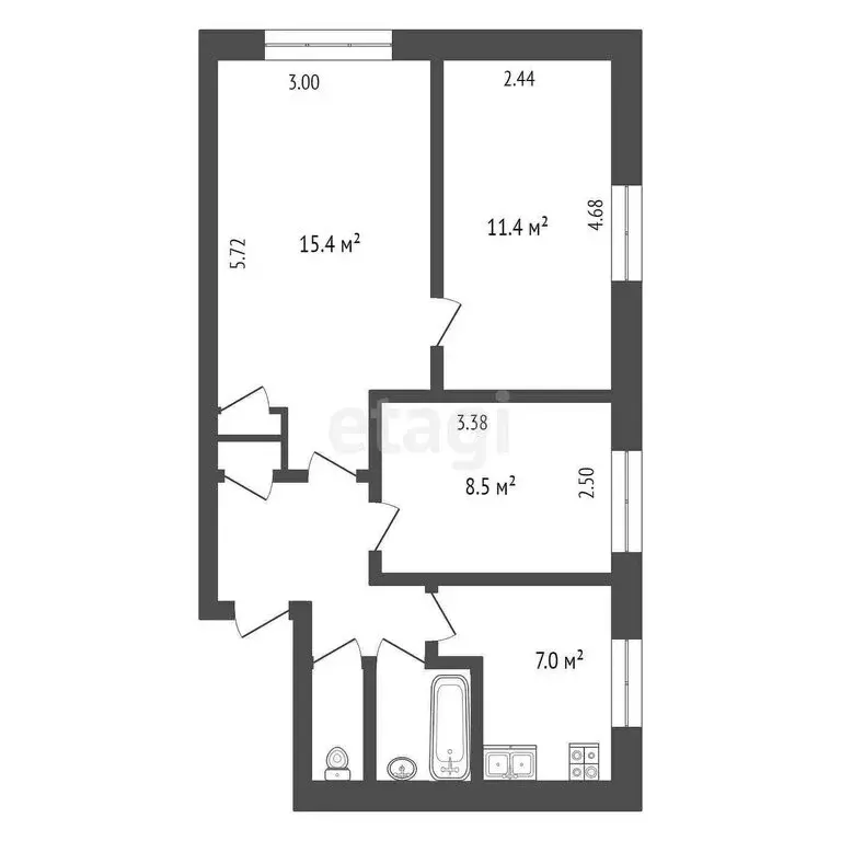 3-комнатная квартира: Резвань, Школьная улица, 7 (51.2 м) - Фото 0