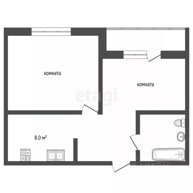 2-к кв. Московская область, Люберцы городской округ, Красково пгт ул. ... - Фото 2