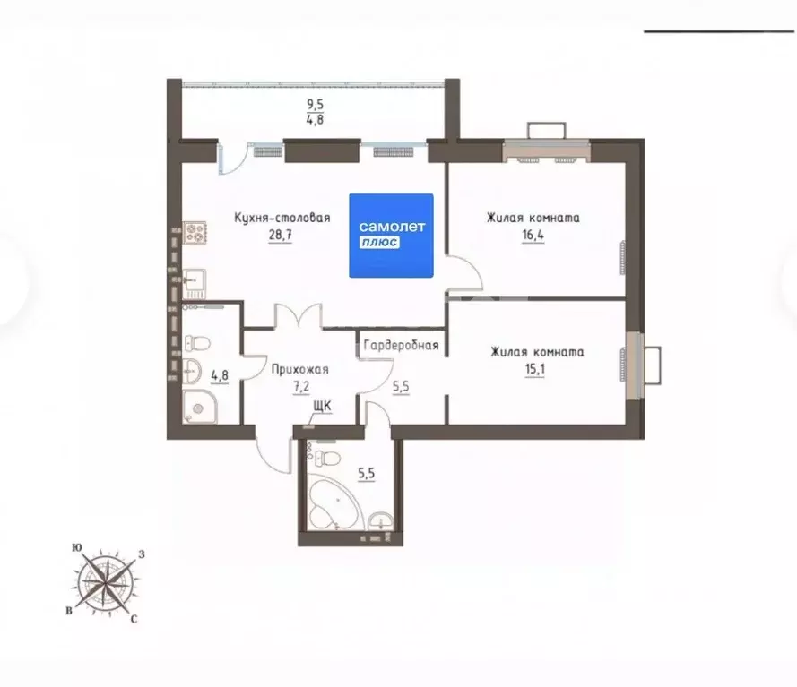 3-к кв. Орловская область, Орел Полесская ул., 21 (92.0 м) - Фото 1