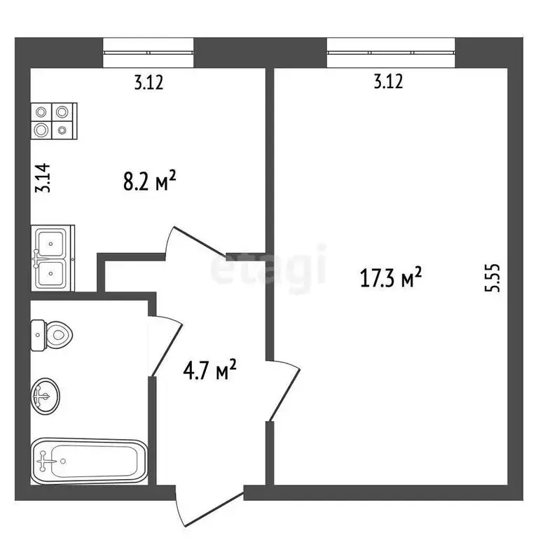 1-комнатная квартира: Щёлкино, 1-й микрорайон, 10 (33.8 м) - Фото 1