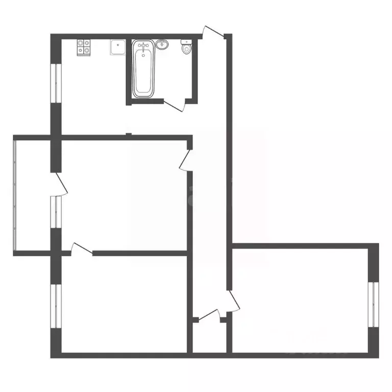 3-к кв. Тульская область, Тула Октябрьская ул., 85 (57.2 м) - Фото 2