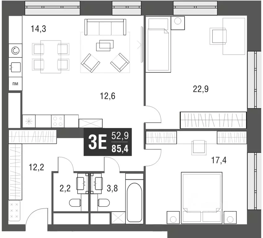 3-к кв. Москва проезд Серебрякова, 11к2 (84.6 м) - Фото 1